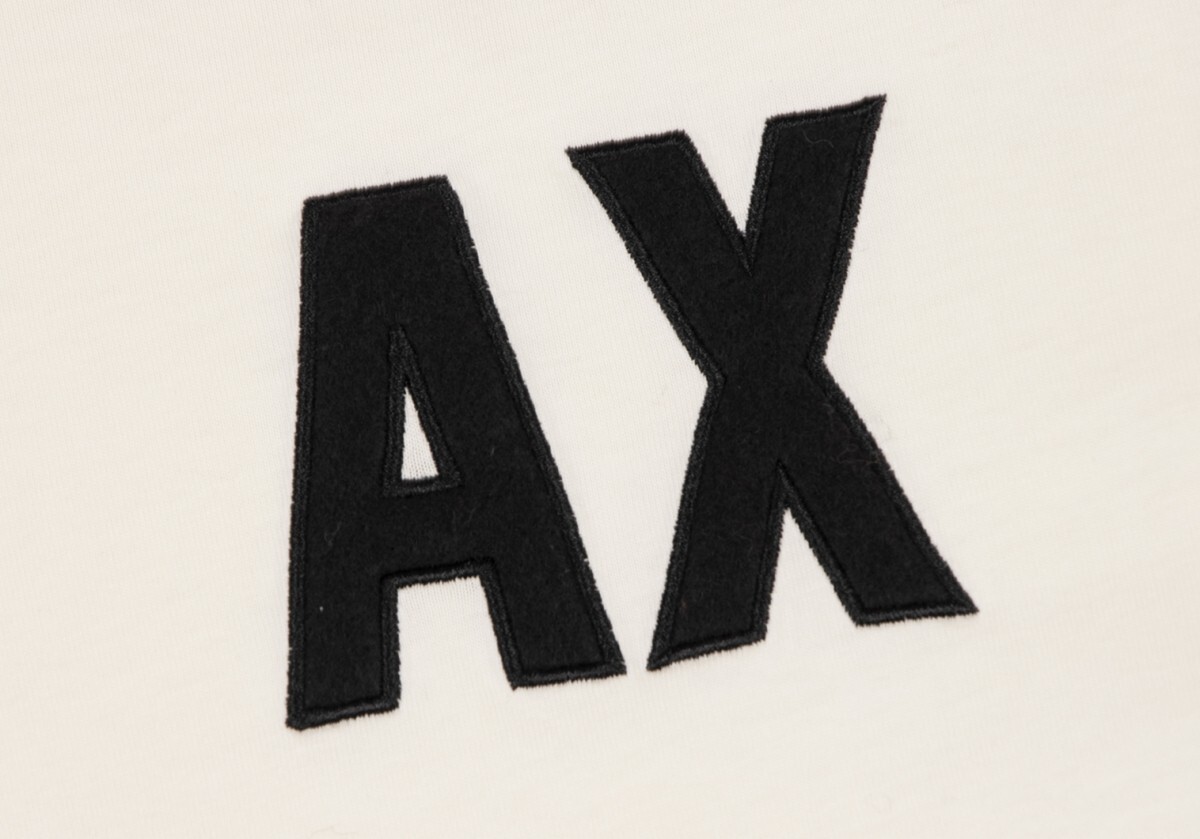 アルマーニ エクスチェンジARMANI EXCHANGE ロゴ刺繍Tシャツ オフホワイト黒XS_画像4