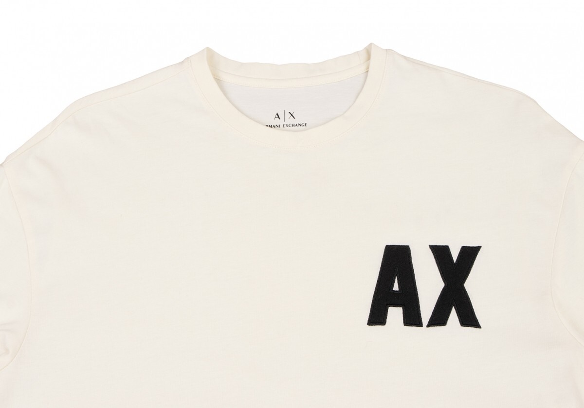 アルマーニ エクスチェンジARMANI EXCHANGE ロゴ刺繍Tシャツ オフホワイト黒XS_画像2