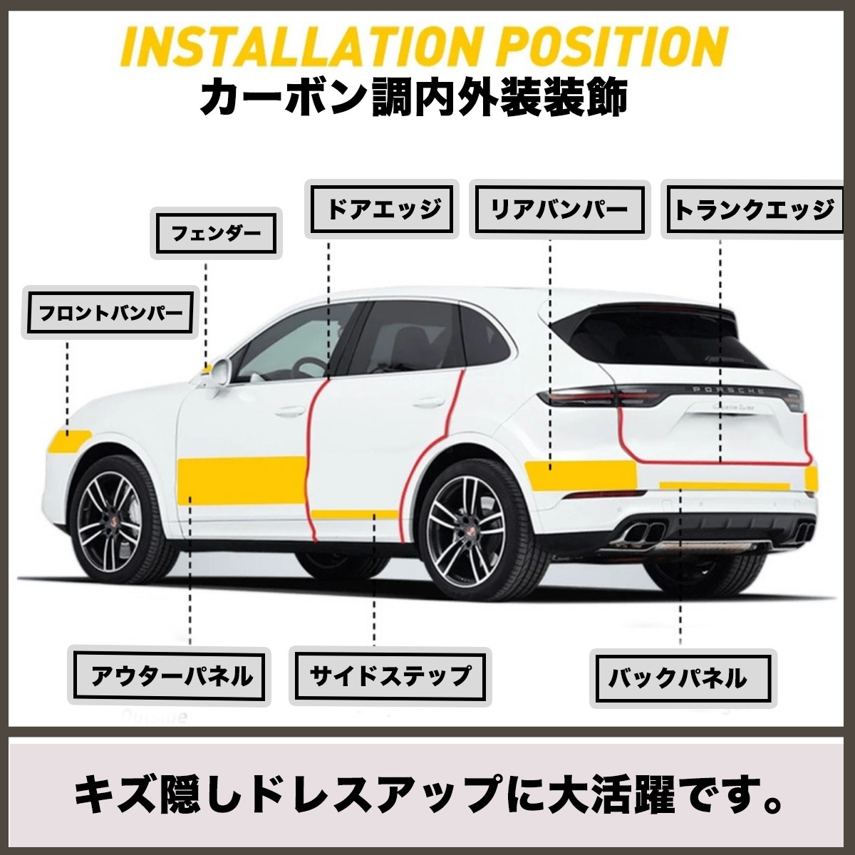 カーボン調シート シール 貼り付け 長さ10m 5cm幅 クルマ 車 バイク ３D 内装 外装 テープ 装飾品 マット 艶消しブラック 黒 ラッピング_画像4