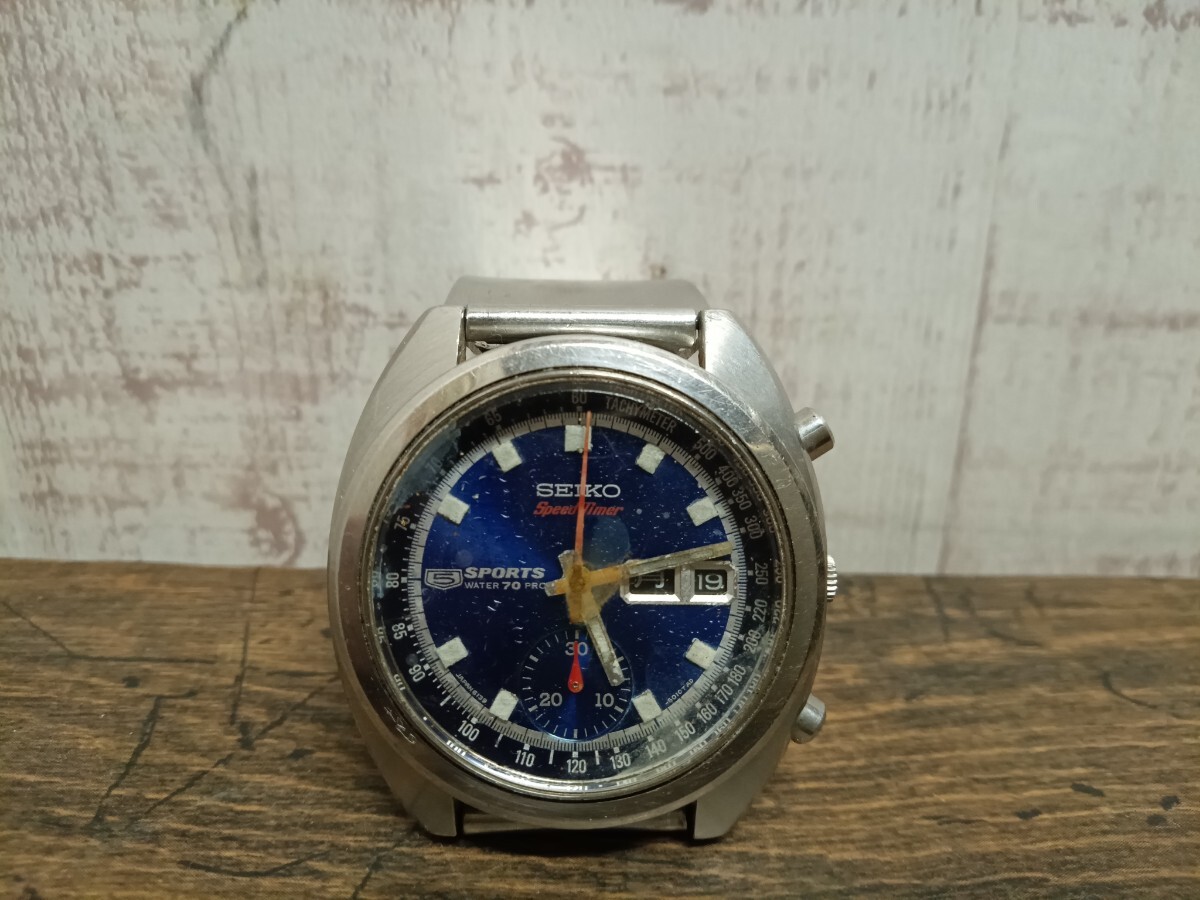 SEIKO セイコー 腕時計 SEIKO5 セイコー5 Speed Timer 6139-6010 スピードタイマー ブルーダイアル メンズ 時計 ジャンクの画像2