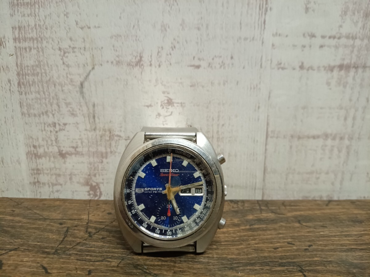 SEIKO セイコー 腕時計 SEIKO5 セイコー5 Speed Timer 6139-6010 スピードタイマー ブルーダイアル メンズ 時計 ジャンクの画像1