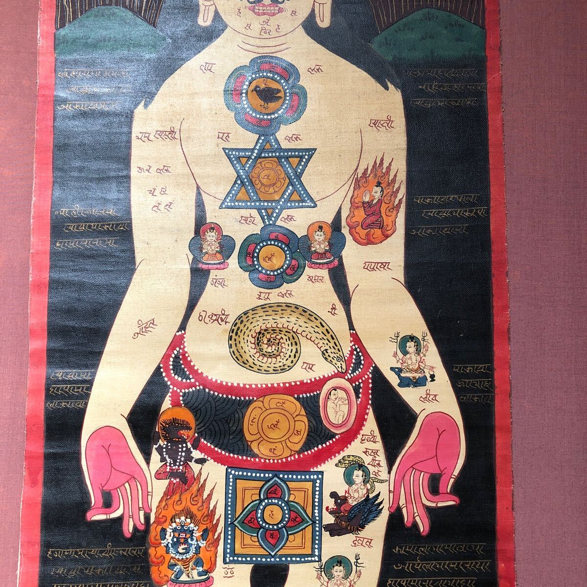 古美術品　仏教美術　肉筆画　曼荼羅　中国美術　額装_画像3
