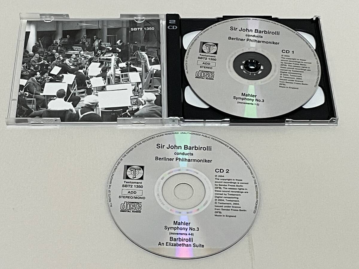 2CD Testament UK SBT2-1350バルビローリ/ベルリンフィルハーモニー/マーラー 交響曲第3番◇S39の画像2