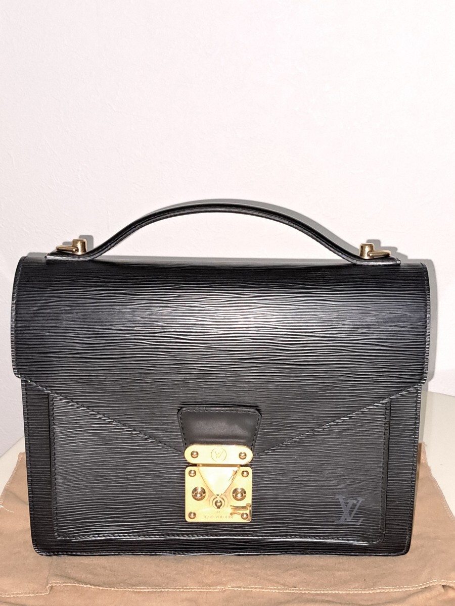 LOUIS VUITTON◆モンソー エピライン・キャンバス_BRW/PVC/BRW ルイヴィトン 極美品 綺麗 型崩れ無し ノワール ルイヴィトンの画像5