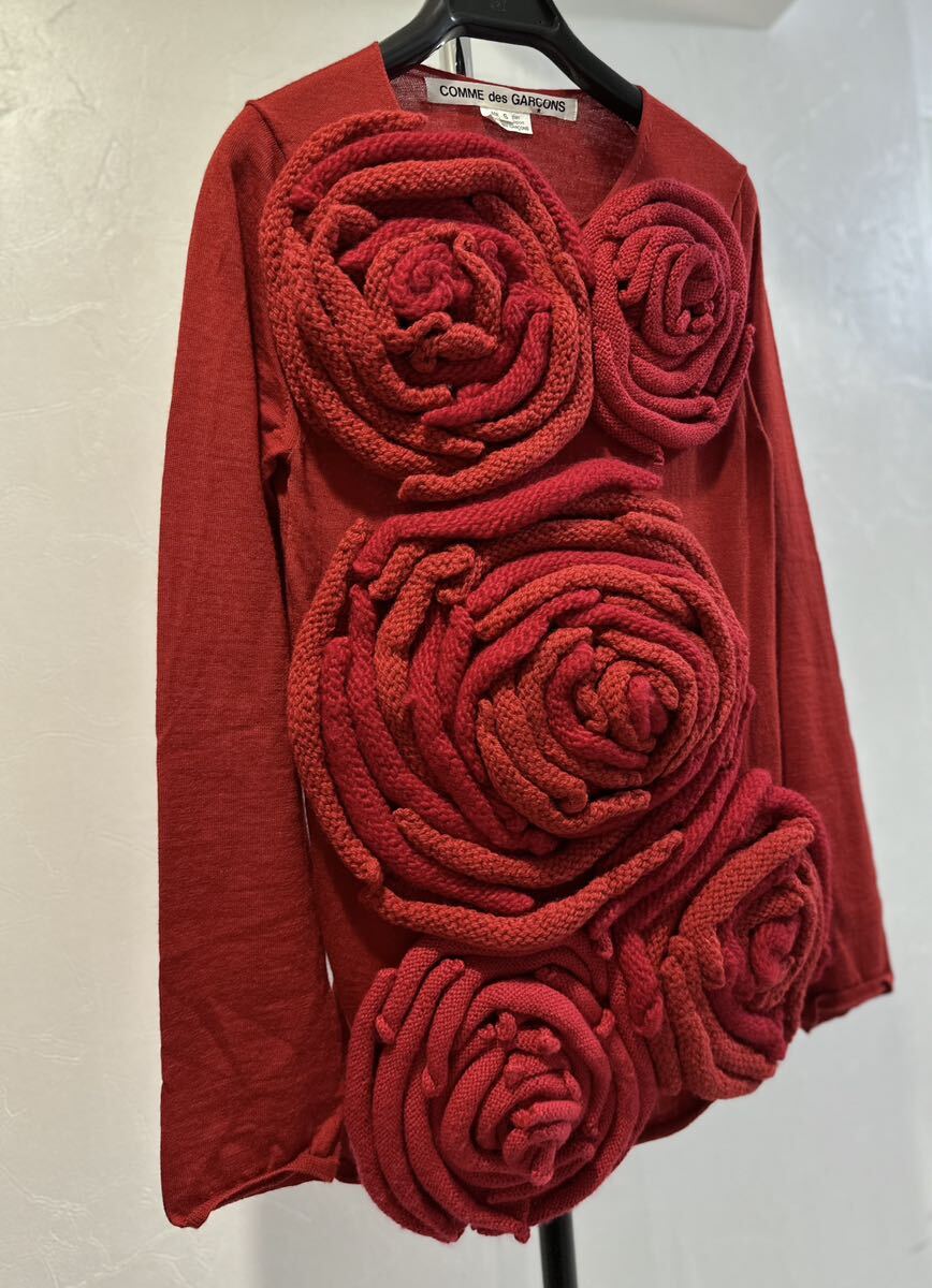 2015SS コムデギャルソン　立体薔薇付き　ニット　長袖 バラ　ウール　Sサイズ　セーター _画像3
