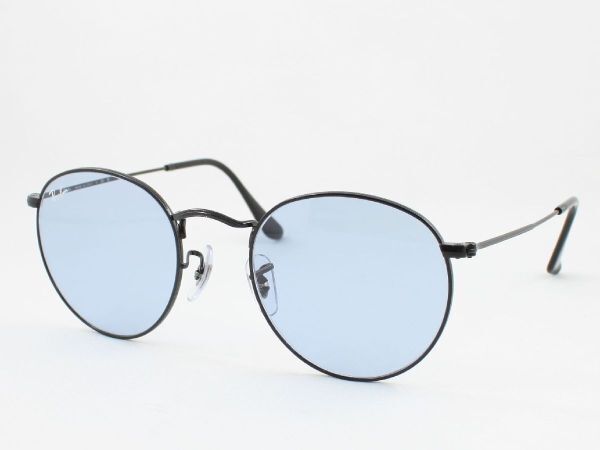 Ray-Ban レイバン RB3447-002/64 サングラス ROUND METAL ラウンドメタル ブラック ライトブルー ライトカラー ラウンド 丸メガネ 00264の画像1