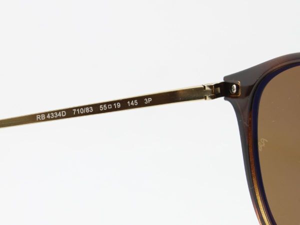 ケース茶 Ray-Ban レイバン RB4334D-710/83 偏光サングラス ライトハバナ ブラウン ボストン 大きめ アジアンフィット 71083の画像6