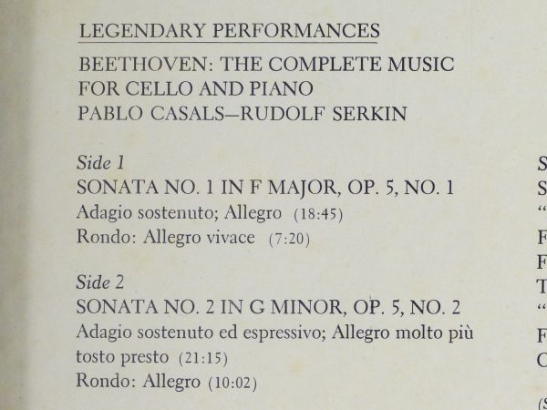 ■Pablo Casalsパブロ・カザルス, Rudolf Serkinルドルフ・ゼルキン｜Beethoven The Complete Music for Cello and Piano＜LP3枚BOX US盤＞_画像6