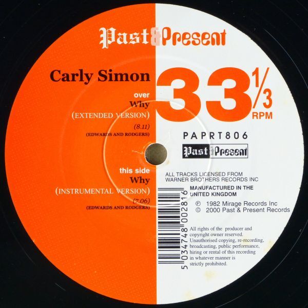 ■Carly Simon（カーリー・サイモン）｜Why (Extended Version) ＜12' 2000年 UK盤＞_画像6