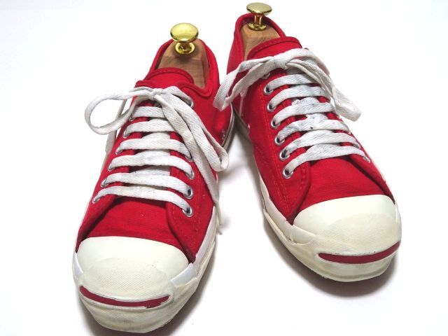 CONVERSE 80s vintage original JACK PURCELL RED size 7.5 / コンバース ジャックパーセル キャンバス 靴 赤ソール USA製 メンズ 当時物の画像2