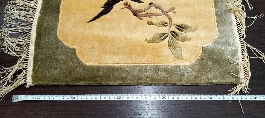 #1464 中国 ミニカーペット　小鳥 / インテリア / ビンテージ /_画像3