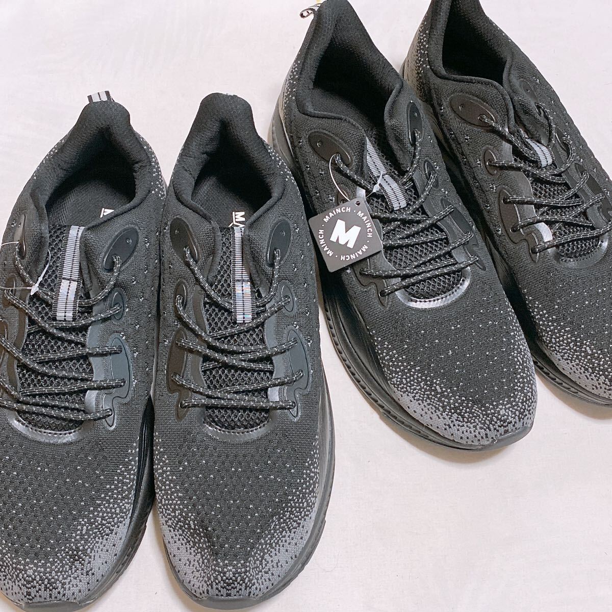 【未使用品】メンズ 男性用 スニーカー 運動靴 ウォーキングシューズ MAINCH 49 サイズ29.5cm ブラック 2足セット Y-1282の画像1