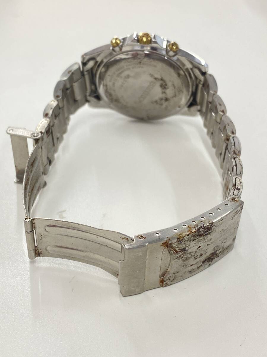 M-6017 【同梱不可】980円～ 稼働品 SEIKO/セイコー 7T92-0DW0 ホワイト文字盤 クロノグラフ クォーツ メンズ 腕時計の画像6