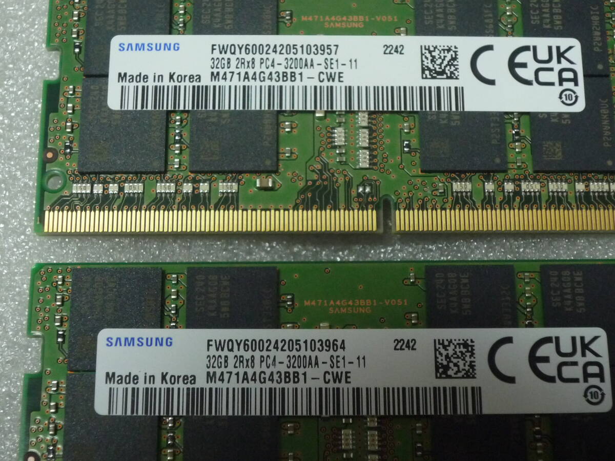 送料無料 　【memtest86+で エラー無し】　ノート用　合計 64GB　（32GB　2枚組）　PC4 - 25600　DDR4 - 3200　メモリー_画像2