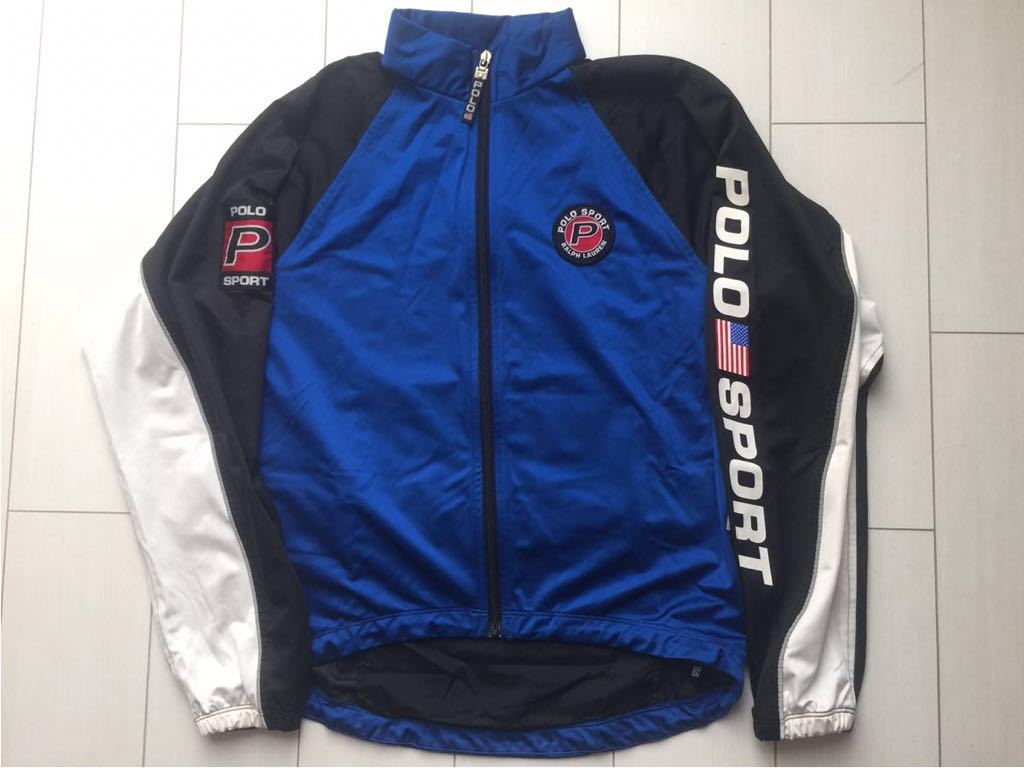 送料無料 希少 90s POLO SPORT ラルフローレン CYCLE racing レーシング ナイロン ジャケット 袖プリ ポロスポーツ 92  93 hitech vintage