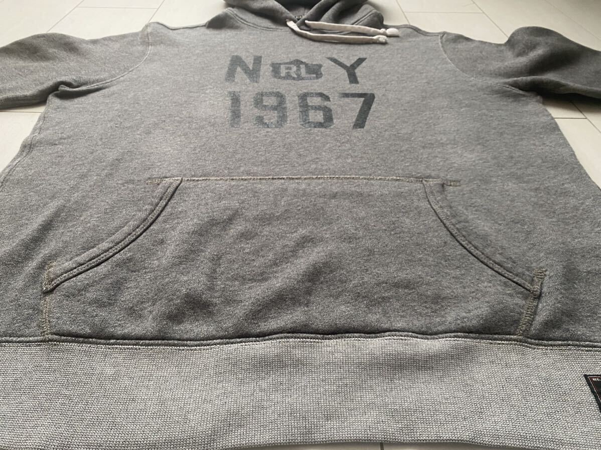 送料無料 未使用 美品 POLO ラルフローレン スウェット パーカー ny 1967 hoodie 霜降り グレー gray grey sport RRL COUNTRY STADIUM L XL_画像6