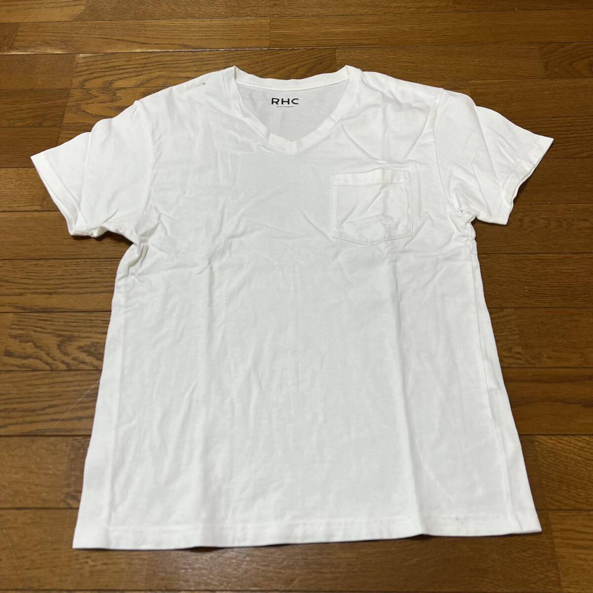 RHC ロンハーマン　VネックTシャツ　メンズ　白　Sサイズ　ポケットTシャツ 半袖Tシャツ