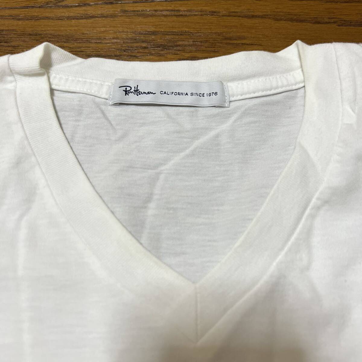 ロンハーマン　VネックTシャツ　メンズ　白　Sサイズ　半袖_画像1