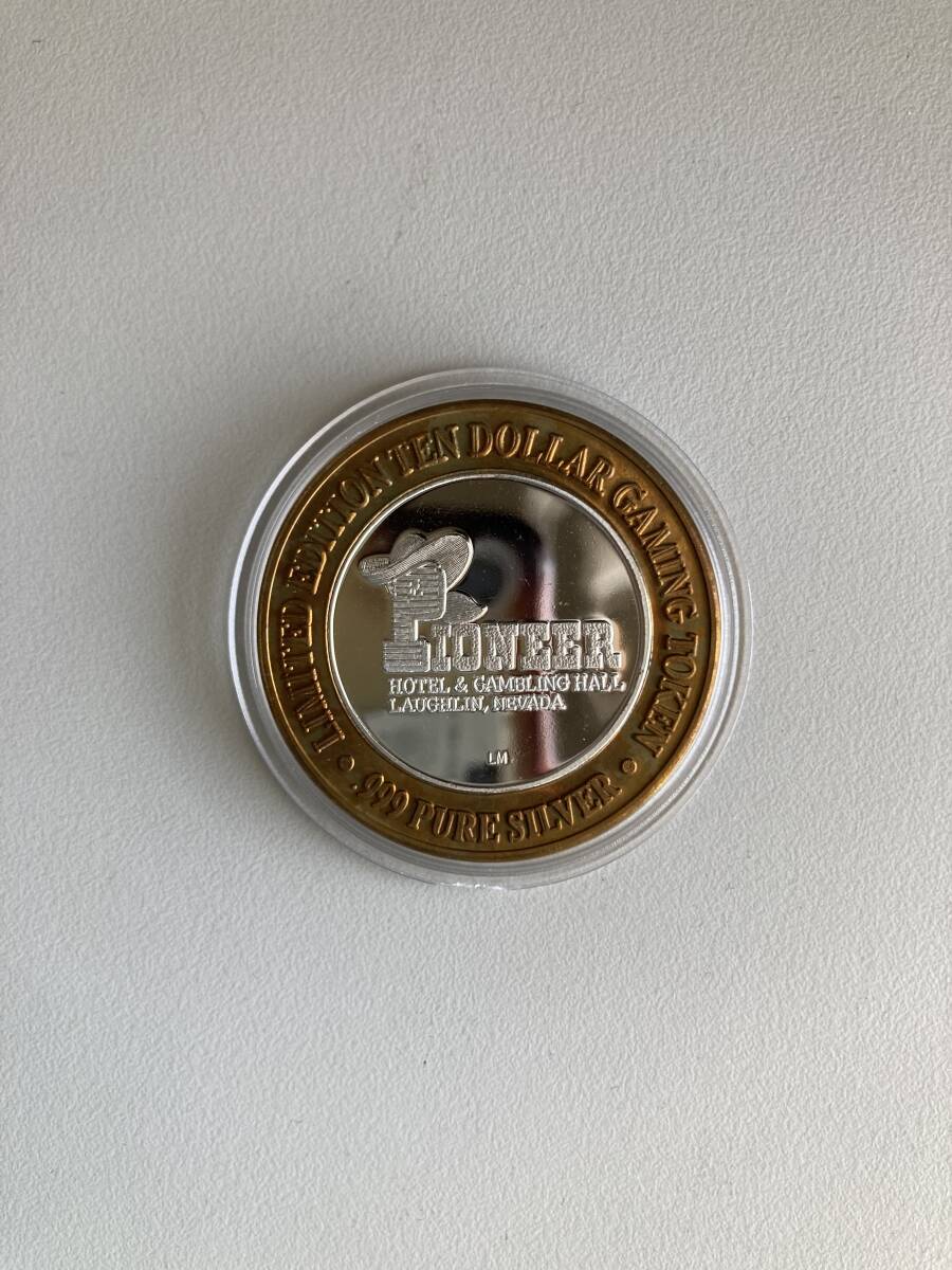 銀貨 純銀製 10ドル トークン メダル アメリカ ラスベガス ピオナー PIONEER コインカプセル保管品の画像2