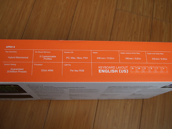同梱可■新品 SteelSeries ゲーミングキーボード APEX 5 US64532 ハイブリッド型 メカニカル 英語配列 有線 耐久性 RGBライトの画像5