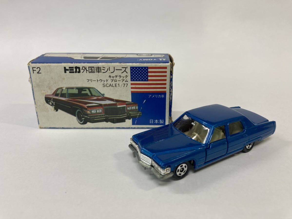 トミカ ミニカー No F2 キャデラック フリートウッド （ブルーメタ）箱付きの画像1