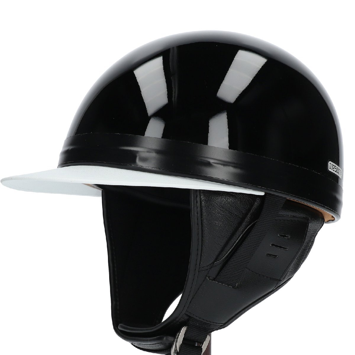 当時物 立花 コルク 半キャップ ヘルメットES-1 マジックテープ使用 Ｌサイズ ブラック SG規格品 白ツバ 白ツバハーフ コルク半 黒の画像1