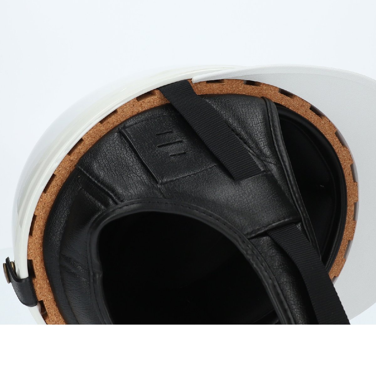当時物 立花 コルク 半キャップ ヘルメットES-1 マジックテープ使用 Ｌサイズ ブラック SG規格品 白ツバ 白ツバハーフ コルク半 黒の画像6