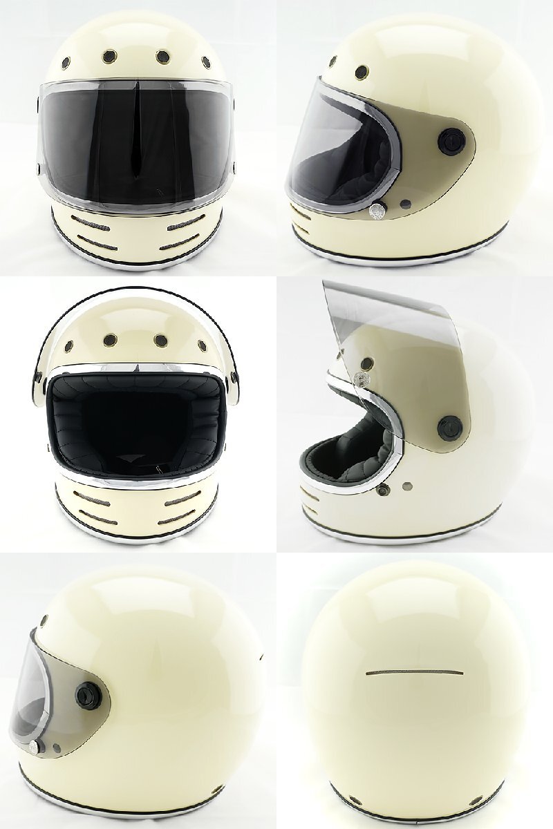 フルフェイスヘルメット アイボリー×ライトスモークシールド Lサイズ:59-60cm対応 VT-9 ステッカー付き VT9_画像3