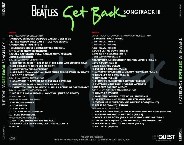 BEATLES/GET BACK-SONGTRACK I/II/III(2CDx3)初登場＆未編集音源＋ルーフトップ全曲完全収録最新リマスター３部セットの画像7