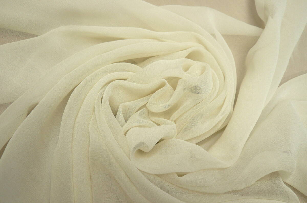 c126* silk 100%* ivory 4m* chiffon georgette * plain * blouse * skirt * One-piece 