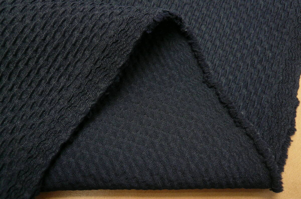 ｃ105・終・ポリ100%・濃紺5m・膨れ織・ストライプ・微張有・光沢有・イタリア製・ブラウス・スカート・ワンピース_画像2