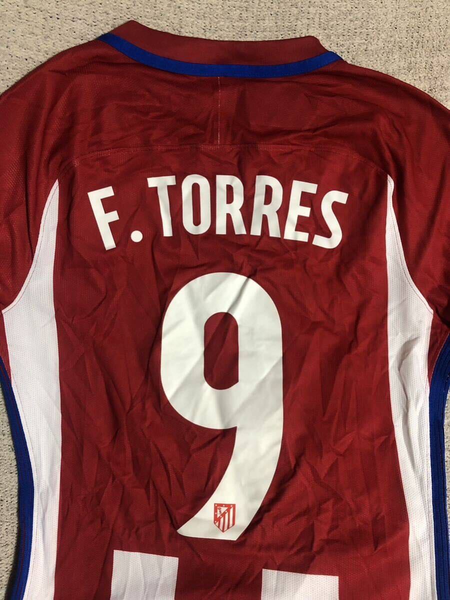 袖ダメージ有 良品 インドネシア製 ナイキ製 2016年 リーガエスパニョーラ/アトレティコ F.TORRES/フェルナンド トーレス/9 ユニフォーム S_画像4