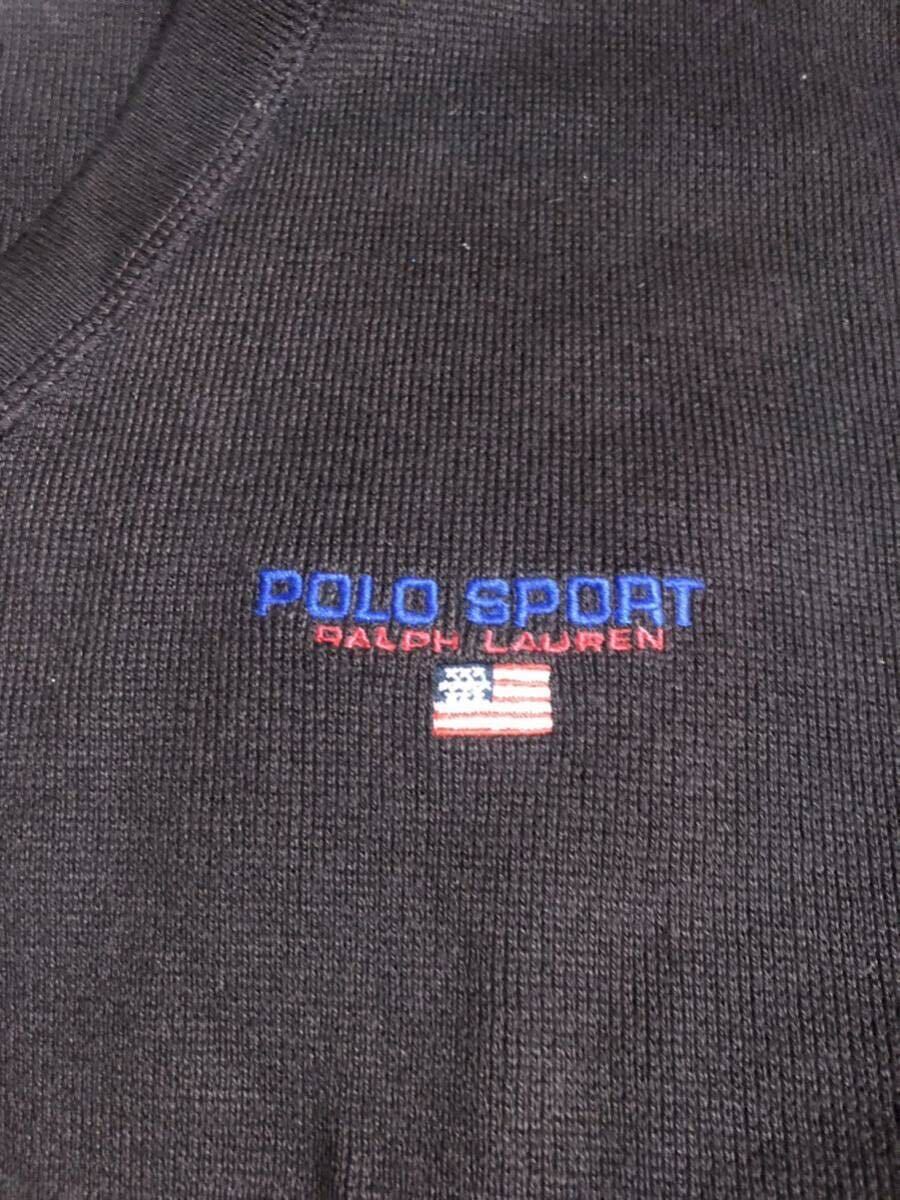  не использовался с биркой POLO SPORT RALPH LAUREN/ Polo спорт Ralph Lauren хлопок вязаный лучший вышивка ввод черный L