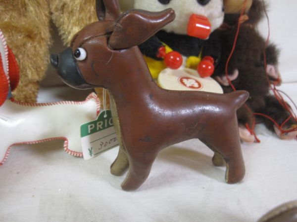 当時物 ぬいぐるみ 革製 レザー 犬 プードル 猿 ゾウ モール 人形 玩具 ビンテージ 昭和レトロ 色々15点まとめての画像5