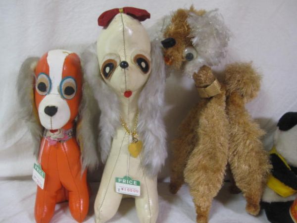  that time thing soft toy leather made leather dog poodle . elephant molding doll toy Vintage Showa Retro various 15 point together 