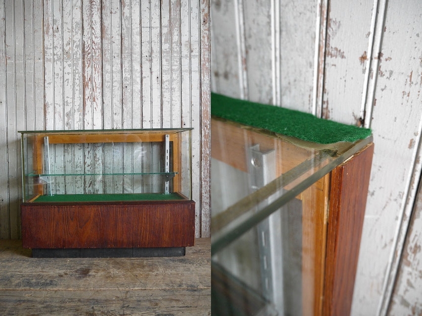  antique wood × glass small size showcase [asrm-184] counter car Be accessory chest wristwatch furniture cabinet wooden exhibition pcs shelves 