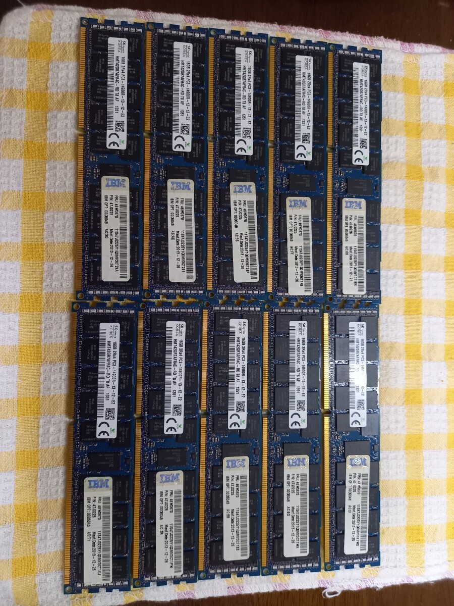 16GB×10枚 SKhynix 16GB 2Rx4 PC3-14900R-13-12-E2 サーバー用DDR3メモリの画像1
