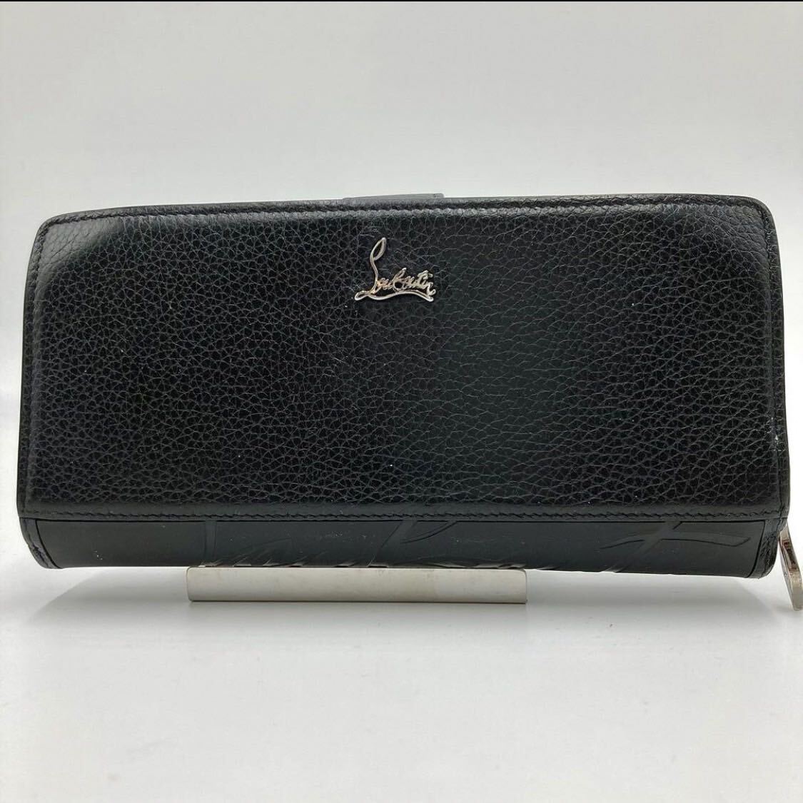 美品 クリスチャンルブタン Christian Louboutin パロマ スニーカーソール デカロゴ 長財布 ラウンドファスナー ジップ レッド ブラック 黒_画像2