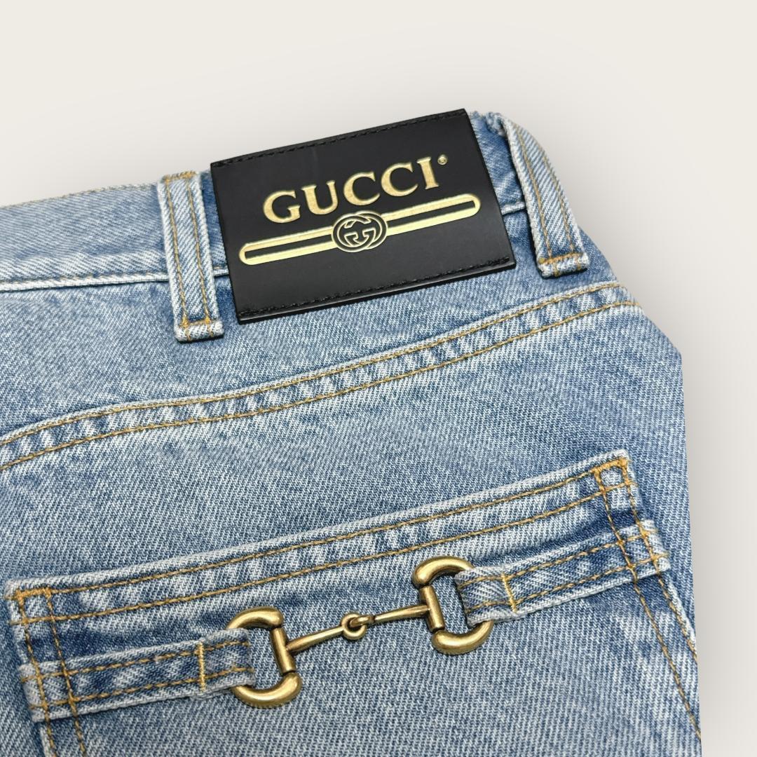 グッチ GUCCI デニムパンツ　ジーパン　ジーンズ　テーパード ホースビット金具　681289_画像6