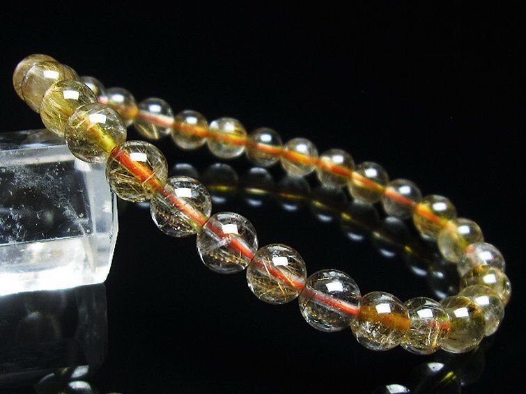誠安◆天然石最高級品金針ルチル水晶ブレスレット 7mm [T5-21635]の画像1