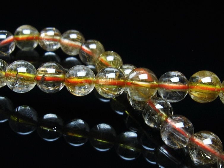 誠安◆天然石最高級品金針ルチル水晶ブレスレット 7mm [T5-21635]の画像2