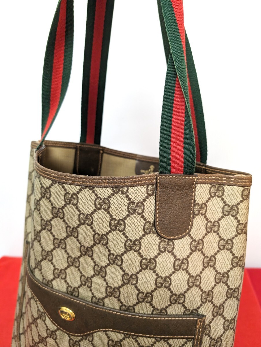 美品 極上！Gucci シェリーライン ビンテージトートバッグ オールドグッチ_画像8