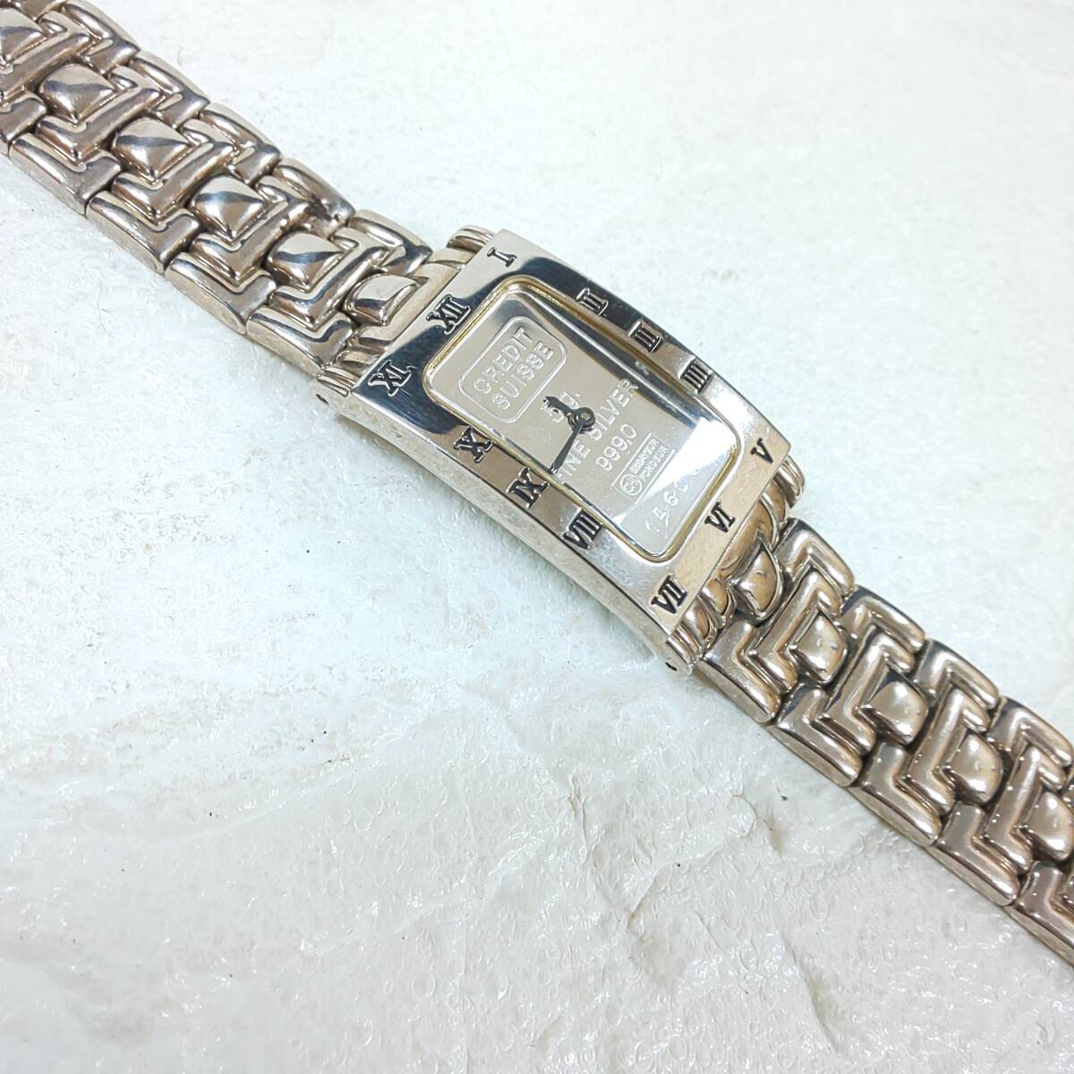 ◎インゴット時計◎CREDIT SUISSE INGOT WATCH FINE SILVER 999.0 5g 文字盤 電池交換済 即発送 _画像4