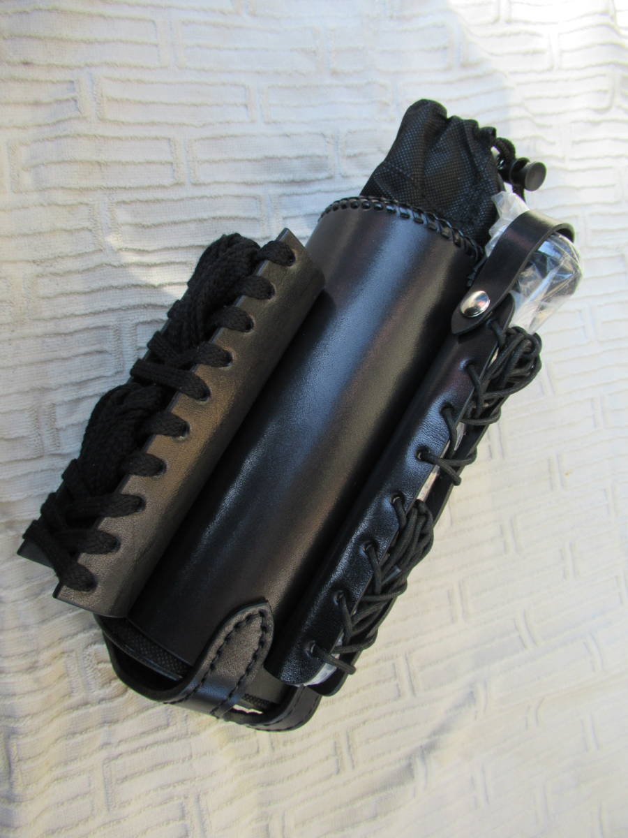  Tochigi leather made saddle leather black gasoline carrying can holder (1L portable can attaching ) Harley american bike 