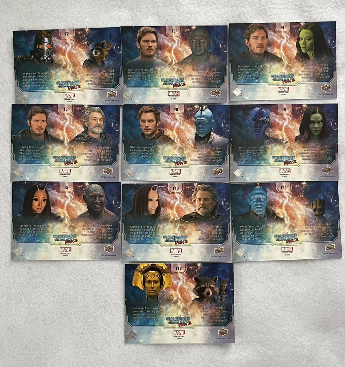  2017 Upper Deck Marvel Guardians of the Galaxy Vol. 2 インサートカード10枚セットの画像2