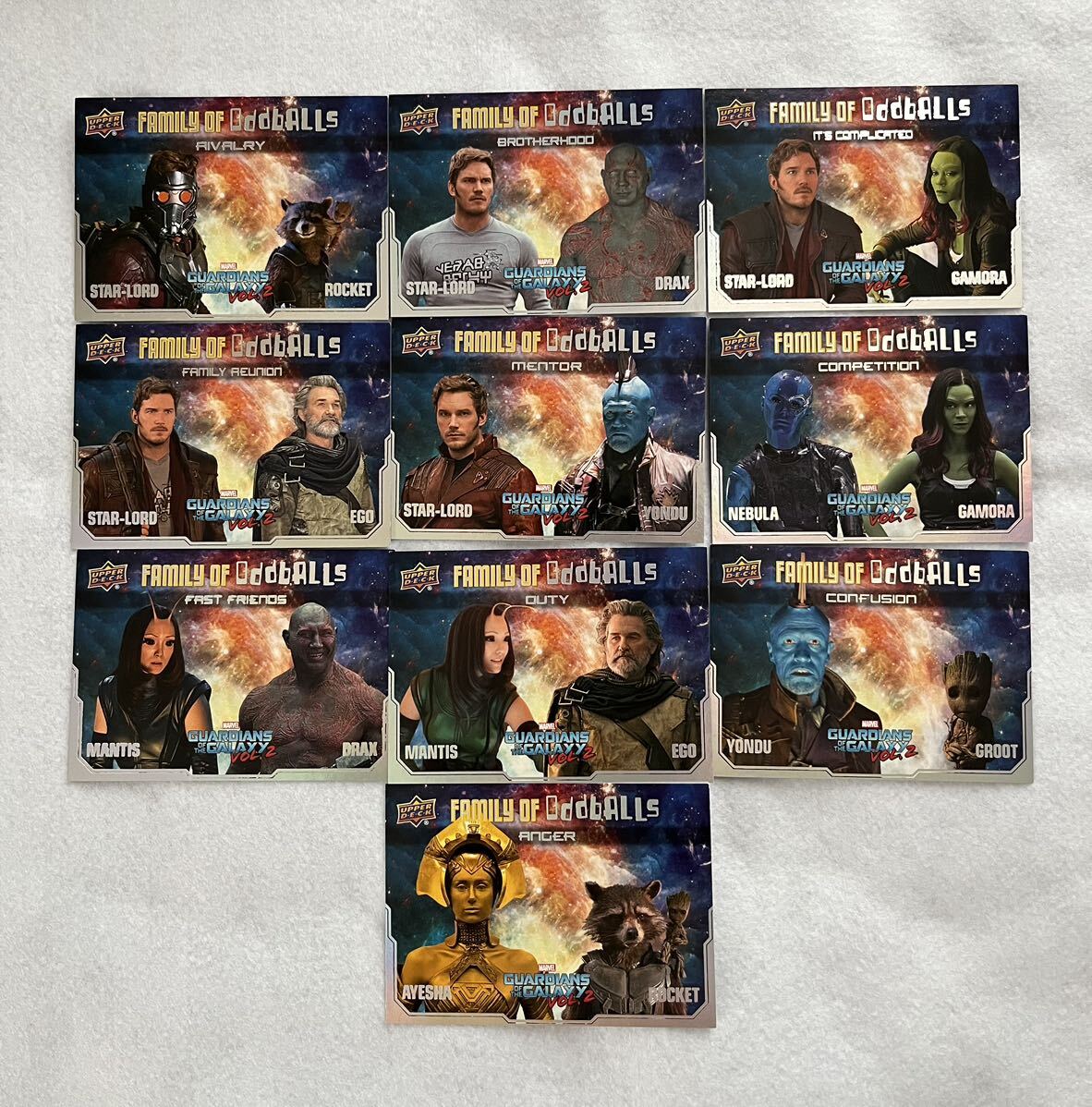  2017 Upper Deck Marvel Guardians of the Galaxy Vol. 2 インサートカード10枚セットの画像1