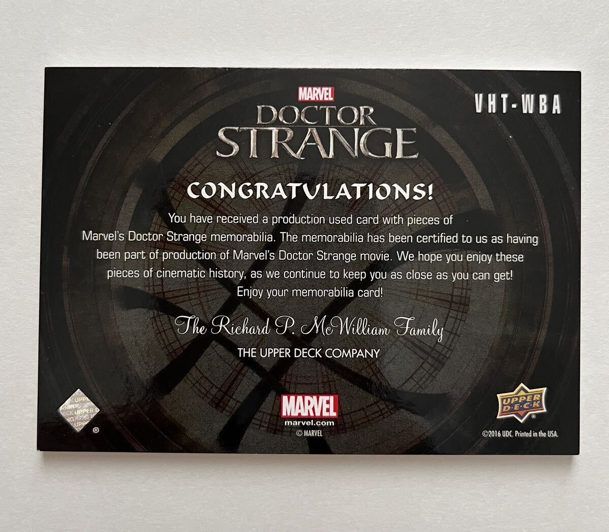 2016 Upper Deck Marvel Doctor Strange エンシェントワン、ウォン、モルド 衣装カードの画像2