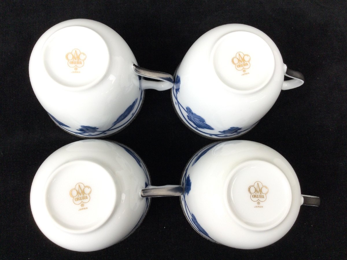 1204 大倉陶園 Okura 葡萄 ブドウ カップ&ソーサー C/S 4客セット コーヒーカップ 陶器 洋食器の画像4