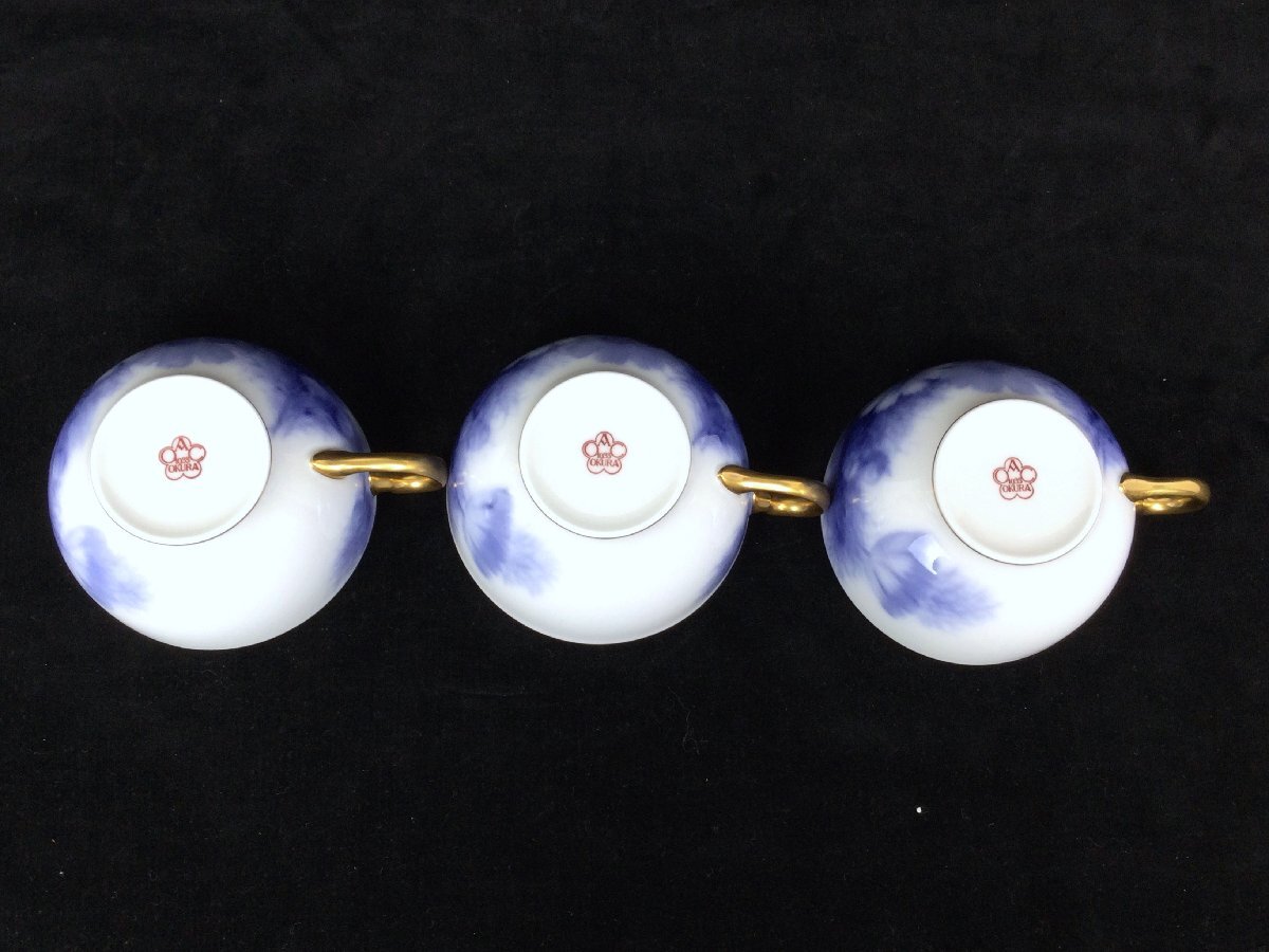 1204 大倉陶園 Okura ブルーコスモス カップ&ソーサー C/S 3客セット コーヒーカップ 陶器 洋食器の画像4