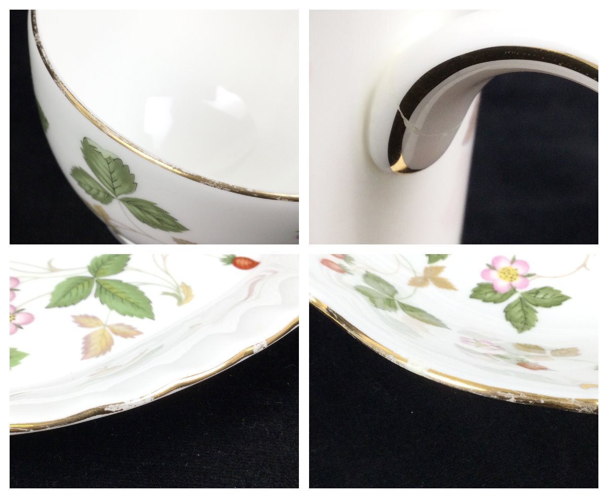 1204【1円～】 WEDGWOOD ウェッジウッド WILD STRAWBERRY ワイルドストロベリー まとめ カップ&ソーサー プレート 時計など 金彩 英国 ①_画像10